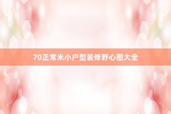 70正常米小户型装修野心图大全